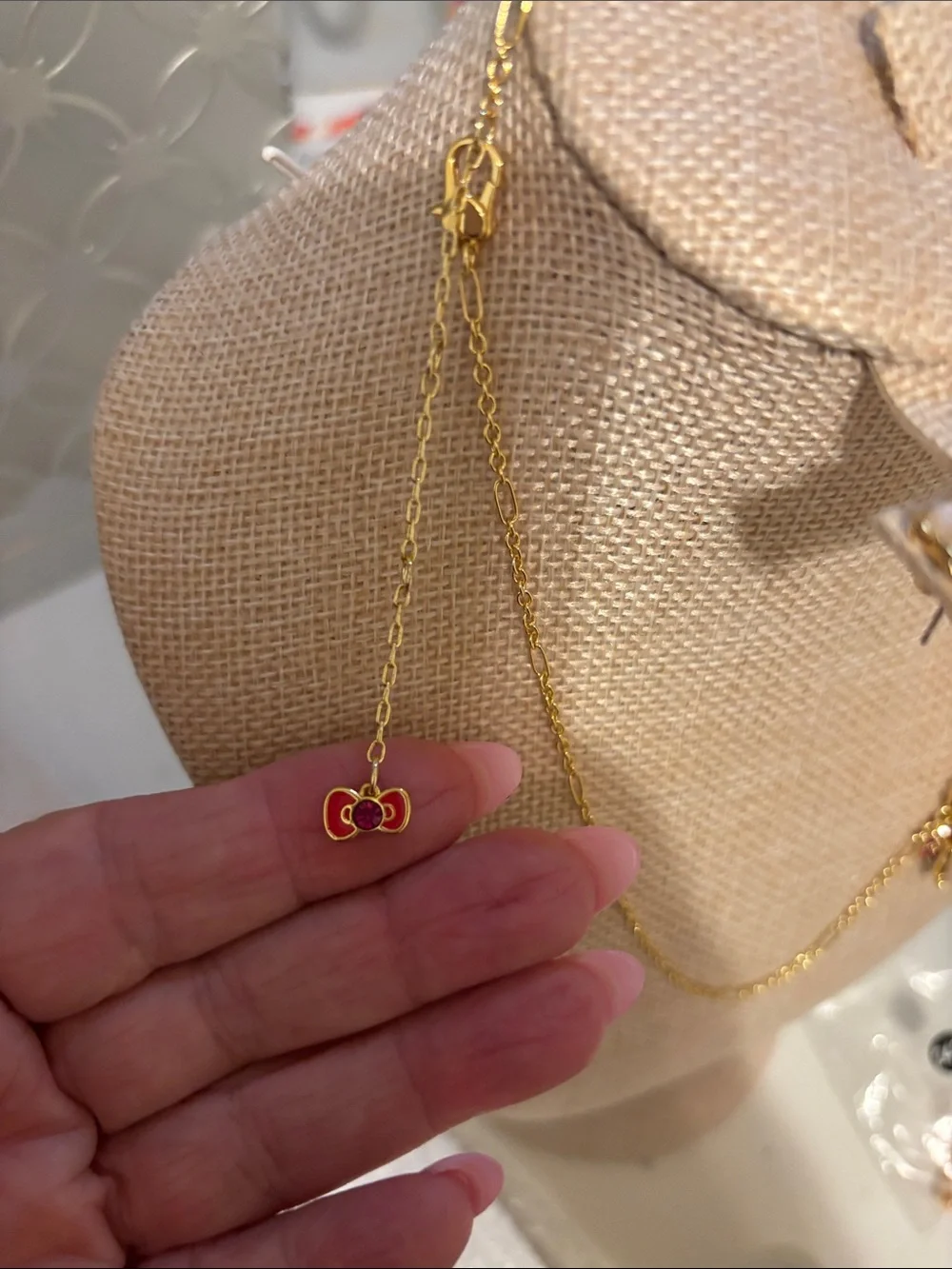 kate spade Gold-Tone White & Pink Pendant Necklace with Matching Studs